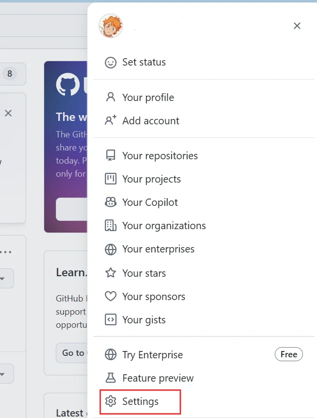 步骤1 - GitHub Settings